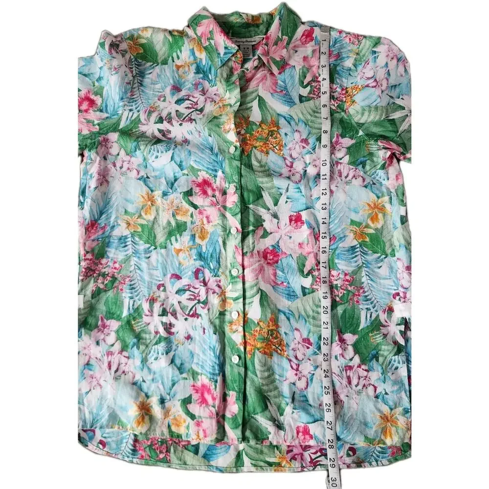 Tommy Bahama Coastalina Women's Linen Button Down Shirt Valley of the Flowers M - Picture 7 of 7